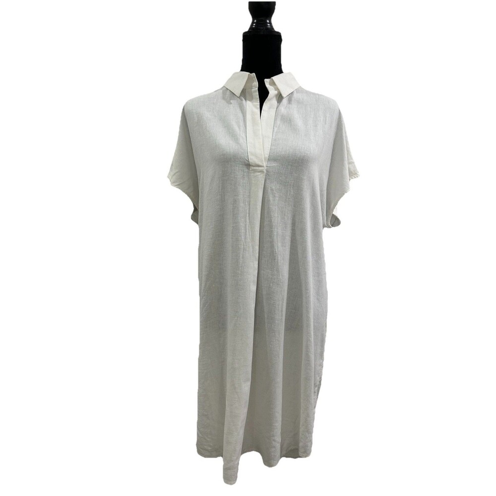 BANANA REPUBLIC Womens Sz L Oversized Shirt Dress or Swim Cover White